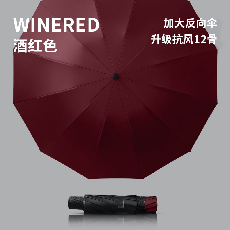 [특대형 2~3인] 12본 강화 수동우산 - 마그마레드