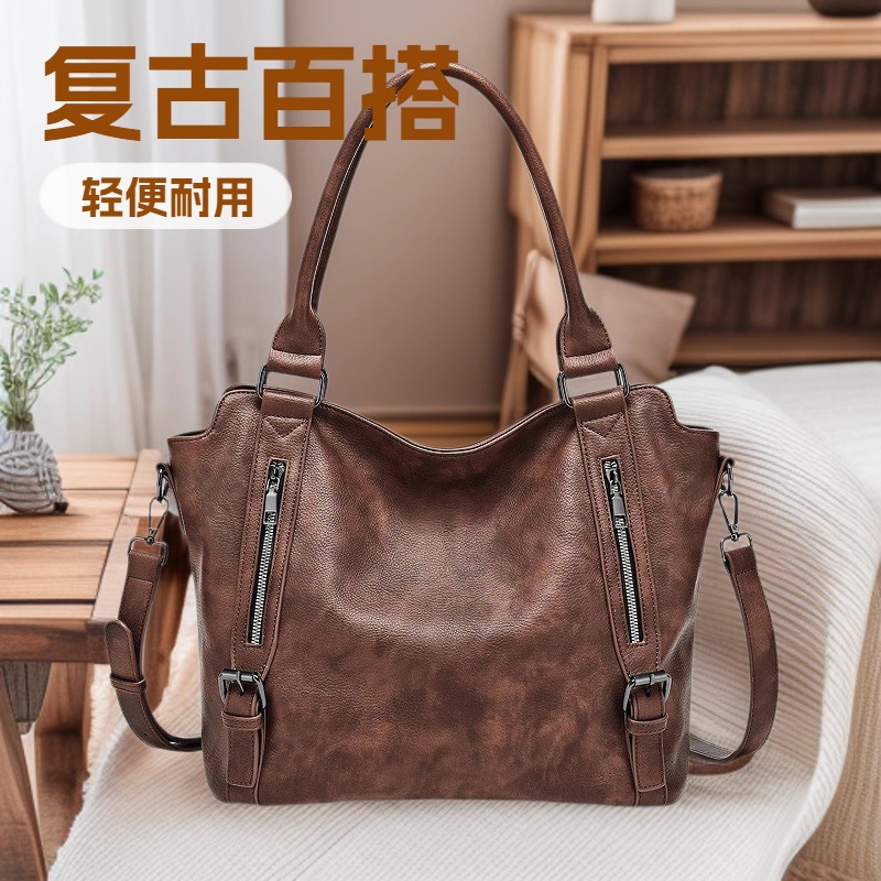 2025 New In-Stock Retro Lazy Style Single-Shoulder Women's Bag, Fashionable Large-Capacity Backpack, Versatile Commuter Tote Bag