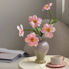 开口笑郁金香 PU手感布朗尼郁金香仿真花材 婚庆花艺摄影道具假花