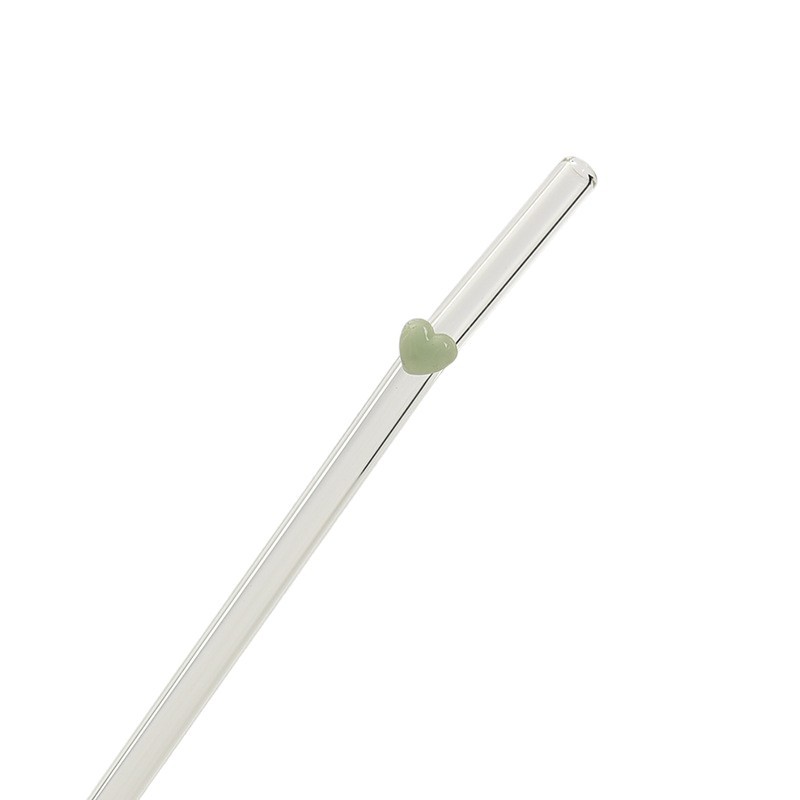 Ins pajita de vidrio de amor de alto valor pajita resistente al calor con alto contenido de borosilicato varilla de agitación de codo repetitivo no desechable