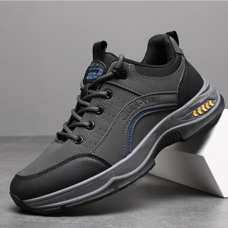 Nuevos zapatos casuales de hombre primavera y verano zapatos deportivos de cuero al aire libre con suela gruesa y cómoda zapatos de montaña de hombre al por mayor transfronterizo