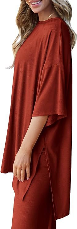 618g Weight Half Sleeve Sleeve Length Spandex, Polyester Fabric Type Pant Co-ord Set Sets Type 2 Pieces Set Quantity Daily Occasion Round Neck Neckline Loose Fit Type Solid Color Pattern Summer, Spring Season Women's Gender Casual Style Daily Women's Casual Solid Color Spandex Polyester Pant Co-ord Set Pants Sets 29