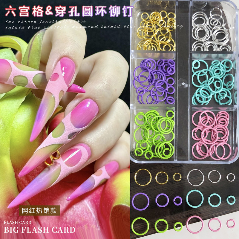 Dopamine Perforated Ring Nail Art Accessories Cross-Border Hot-Selling Round Metal Rivet Nail Rhinestones DIY Decorations Dopamine Perforated Ring Nail Art Accessories Cross-Border Hot-Selling Round Metal Rivet Nail Rhinestones DIY Decorations
