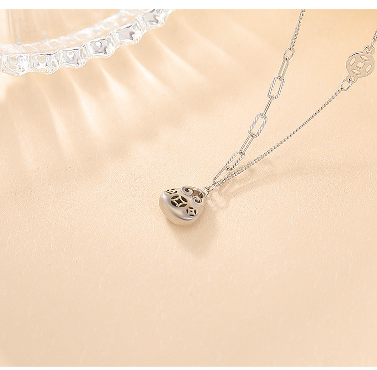 Dây chuyền bạc S925 mạ vàng mặt Phúc tự Như Ý hình túi xương đòn — Các kiểu màu bạc chi tiết 6