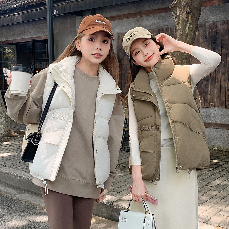 2025 otoño y invierno nuevo chaleco de algodón de pluma estilo femenino coreano de estilo universal chaleco casual de hombro vertical chaqueta de clip de caballo image 7