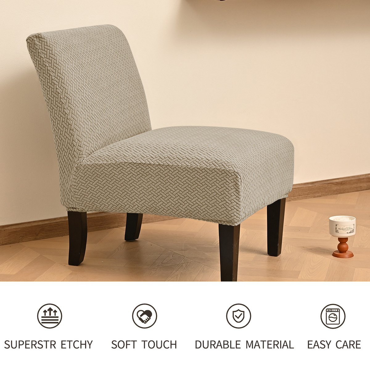 Amazon Jacquard transfronterizo T-striped taburete grueso cubierta de taburete elástico universal cubierta de respaldo de color sólido cubierta de taburete