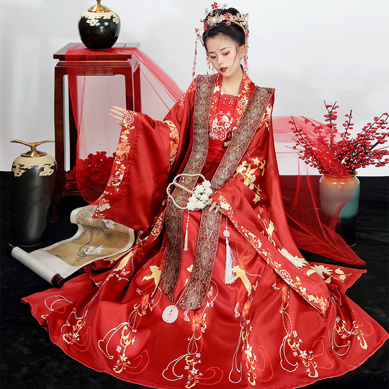 Ancient Costume Song-made Hanfu Women's Flower Wedding Women's Wedding Costume Phoenix Crown and Roof Full Set Blonde Waist-length Skirt Ru Chinese-style Double-breasted Ancient Costume Song-made Hanfu Women's Flower Wedding Women's Wedding Costume Phoenix Crown and Roof Full Set Blonde Waist-length Skirt Ru Chinese-style Double-breasted