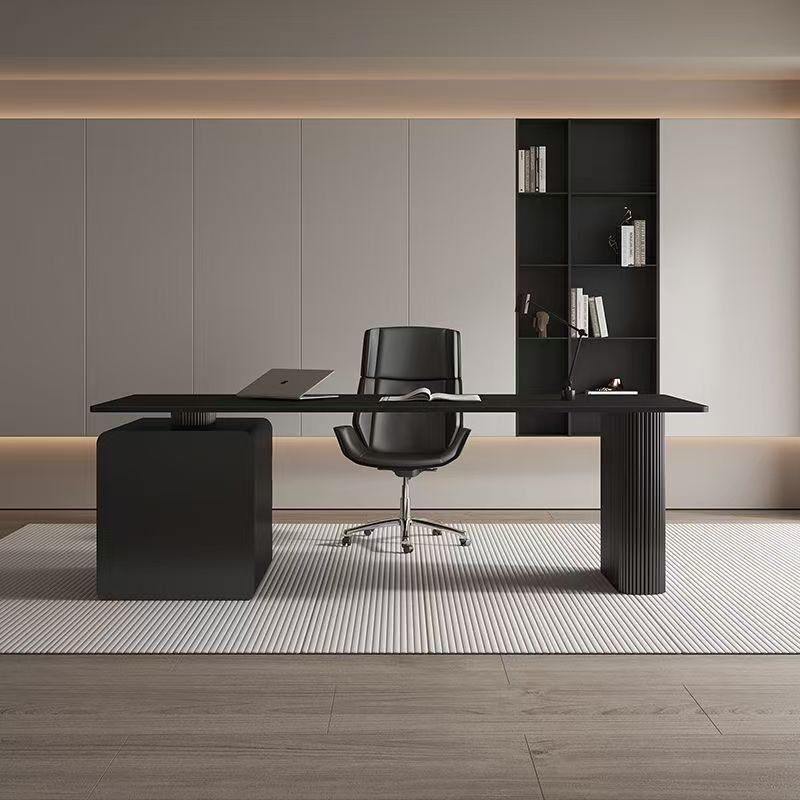 Minimalist Slate Desk Modern Home Desk Modern Light Luxury High-End Black Boss Computer Desk with Drawers