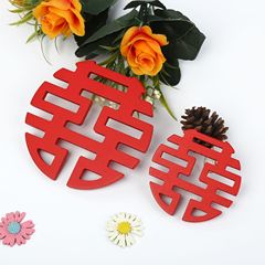 Wedding Celebration Double Happiness Fridge Magnet, Household Wooden Craft, Small Size Wedding Celebration Gadget, Large Size Fridge Magnet for Home Decoration