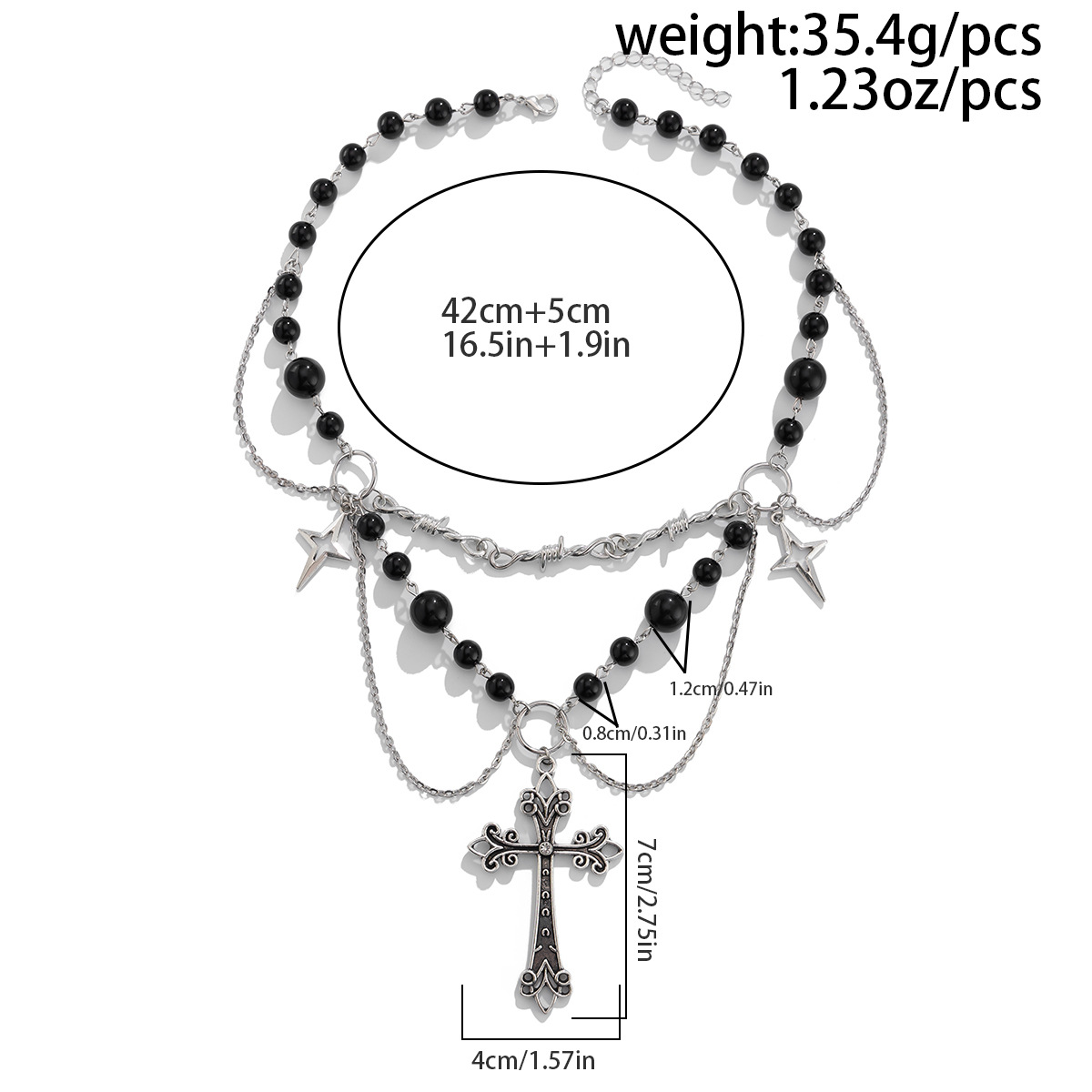 Collana a strati con croce e perle design elegante_voghion.com