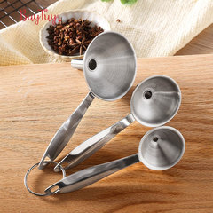 Stainless steel mini funnel set of three with kitchen spice liquid oil and vinegar funnel with handle conical wine funnel