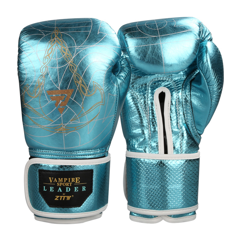 ZTTY guantes de boxeo de cuero brillante Correa Sanda lucha adulto masculino y femenino entrenamiento profesional guantes de boxeo tailandés fábrica al por mayor