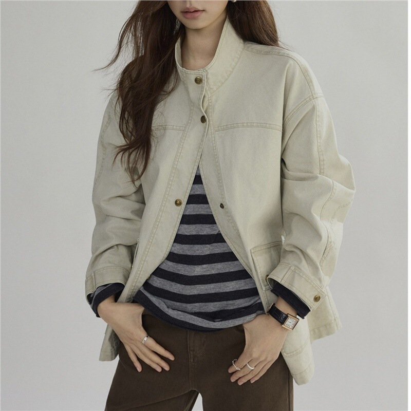 Joli Chose Spring New Loose Stand Collar Jacket Women's Design Casual Fashion Niche Workwear Jacket