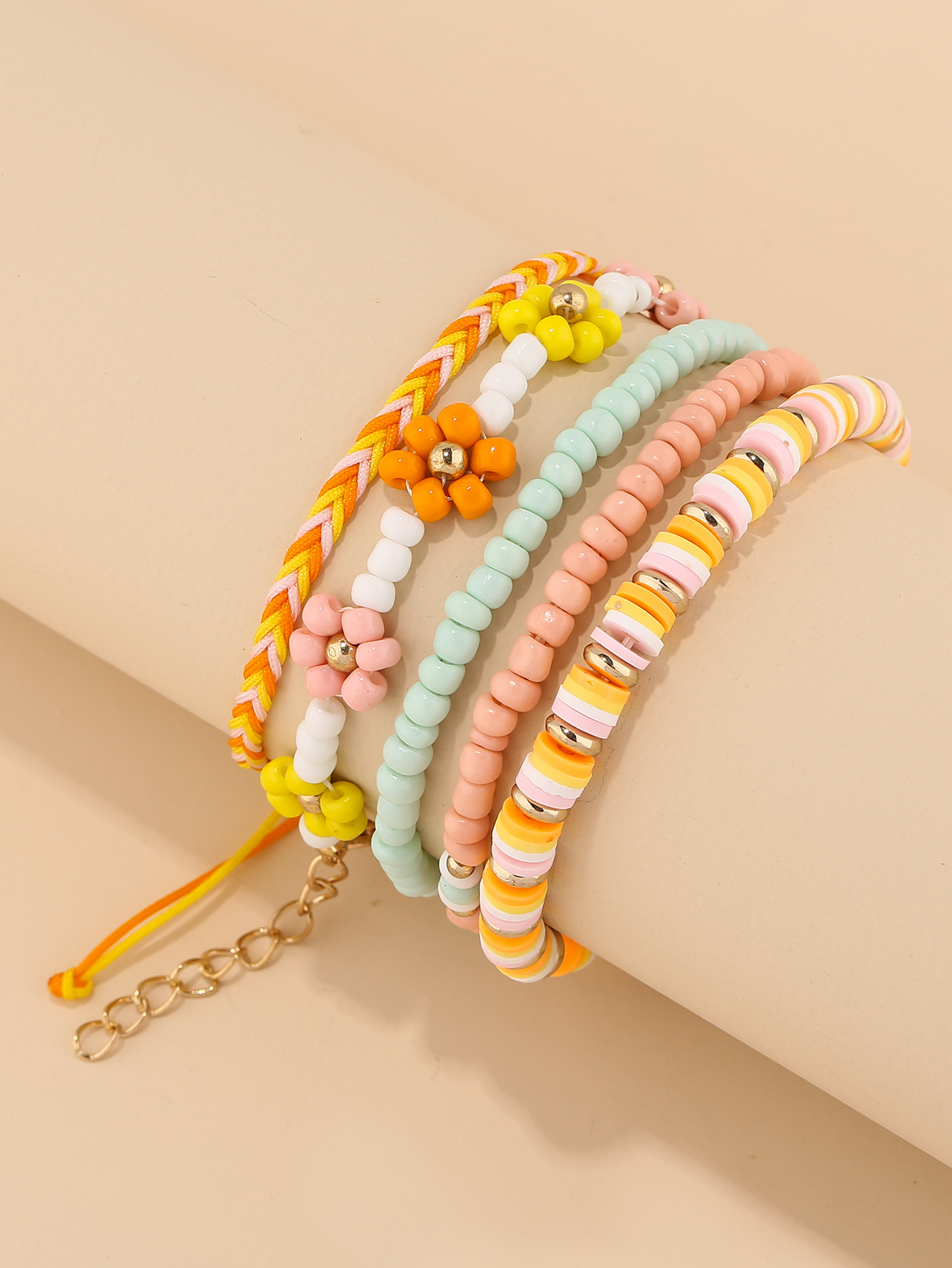 Ethnic Style Flower Bead Woven Belt Bracelets 1 Set display picture 3