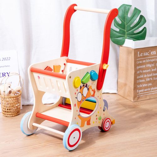 Children's multi-functional push walker infant and toddler walking aid anti-rollover baby shape and color cognitive educational toy