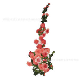 长款红色刺绣绣花布贴 中国风旗袍贴花  衣服补丁贴 厂家批发