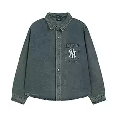 High Version.Mlb Retro Embroider Logo24 New Casual and Versatile Denim Jacket for Men and Women Couples