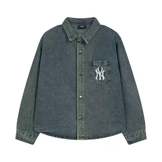 High Version.Mlb Retro Embroider Logo24 New Casual and Versatile Denim Jacket for Men and Women Couples
