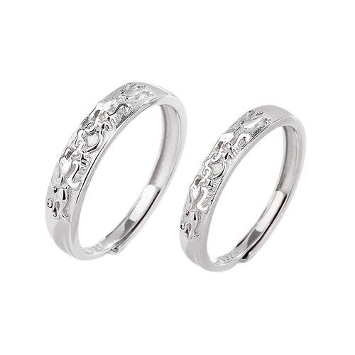 s925 sterling silver Pixiu couple ring ins fortune transfer cold wind relief three-dimensional simple plain ring ring