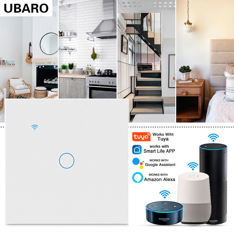Zero -fire European standard graffiti intelligent switch steel -based glass panel Alice voice APP control timing switch processing