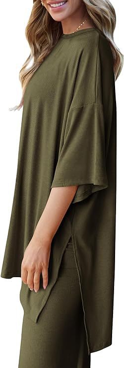 618g Weight Half Sleeve Sleeve Length Spandex, Polyester Fabric Type Pant Co-ord Set Sets Type 2 Pieces Set Quantity Daily Occasion Round Neck Neckline Loose Fit Type Solid Color Pattern Summer, Spring Season Women's Gender Casual Style Daily Women's Casual Solid Color Spandex Polyester Pant Co-ord Set Pants Sets 3