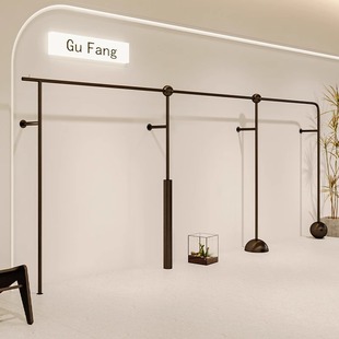 Clothing Store Shelves Wall Matte Black Wall-Mounted Display Rack Women's Clothing Store Special Display Rack Popular Clothes Hanging Rod
