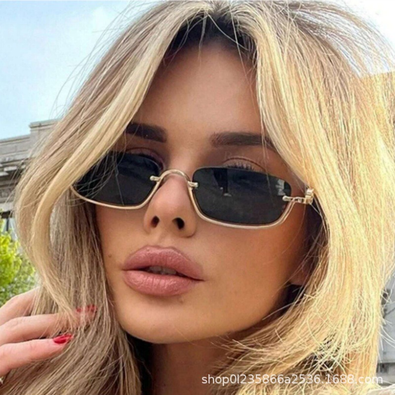 Cross-Border Small Frame Square Sunglasses 2025 New Style Personalized Metal Marine Sunglasses Women's High-End Street Style Glasses