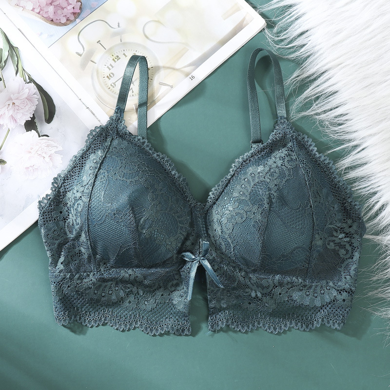 Ropa interior inalámbrica de las mujeres verano Delgado encaje sexy espalda envuelta pecho de una pieza empuja hacia arriba el sujetador de la correa