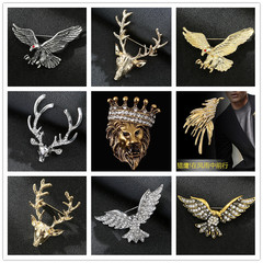 速賣通熱賣新品獅子麋鹿老鷹胸針霸氣西裝動物造型配飾防走光別針