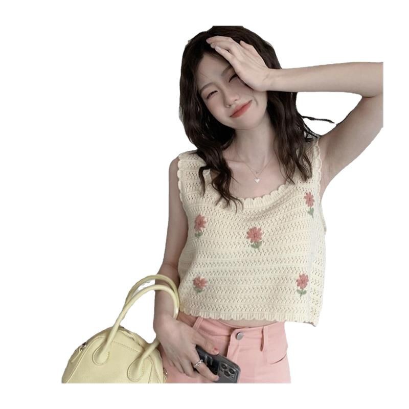 Chaleco de punto de flores bordadas Chaleco de diseño de verano para mujer image 6