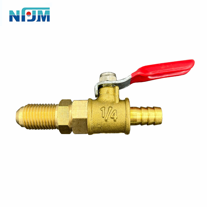 内外丝宝塔铜球阀气动配件格林插管阀门开关直通式红柄气动小球阀