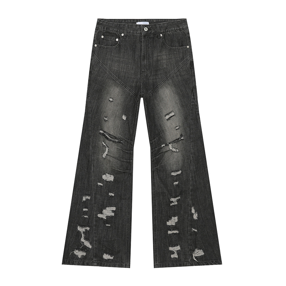 MTLCLOTHES Hombres| Otoño calle irregular agujero micro cuerno relajado jeans casuales lavados de la marea