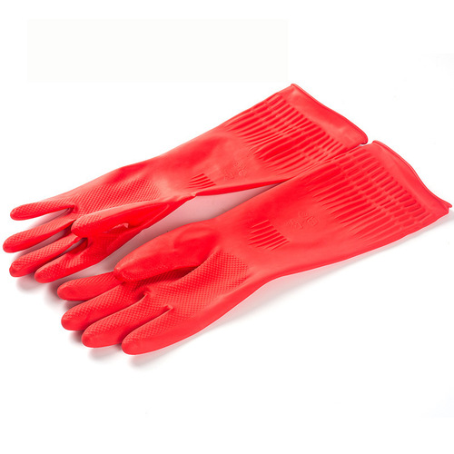 Hongqishou Latex Gloves Korean Hot Selling Extra Long Thickened Laundry Dishwashing Gloves Housework Labor Protection Gloves 2