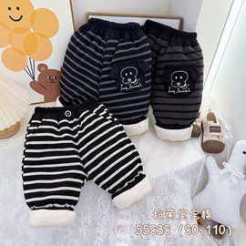 2025儿童冬季新款蚕丝加厚棉男女宝韩版潮裤小童加厚棉裤保暖加厚