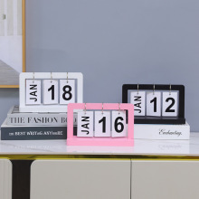 简约木质翻页日历摆件家用台历办公室桌面装饰日期牌影视拍摄道具