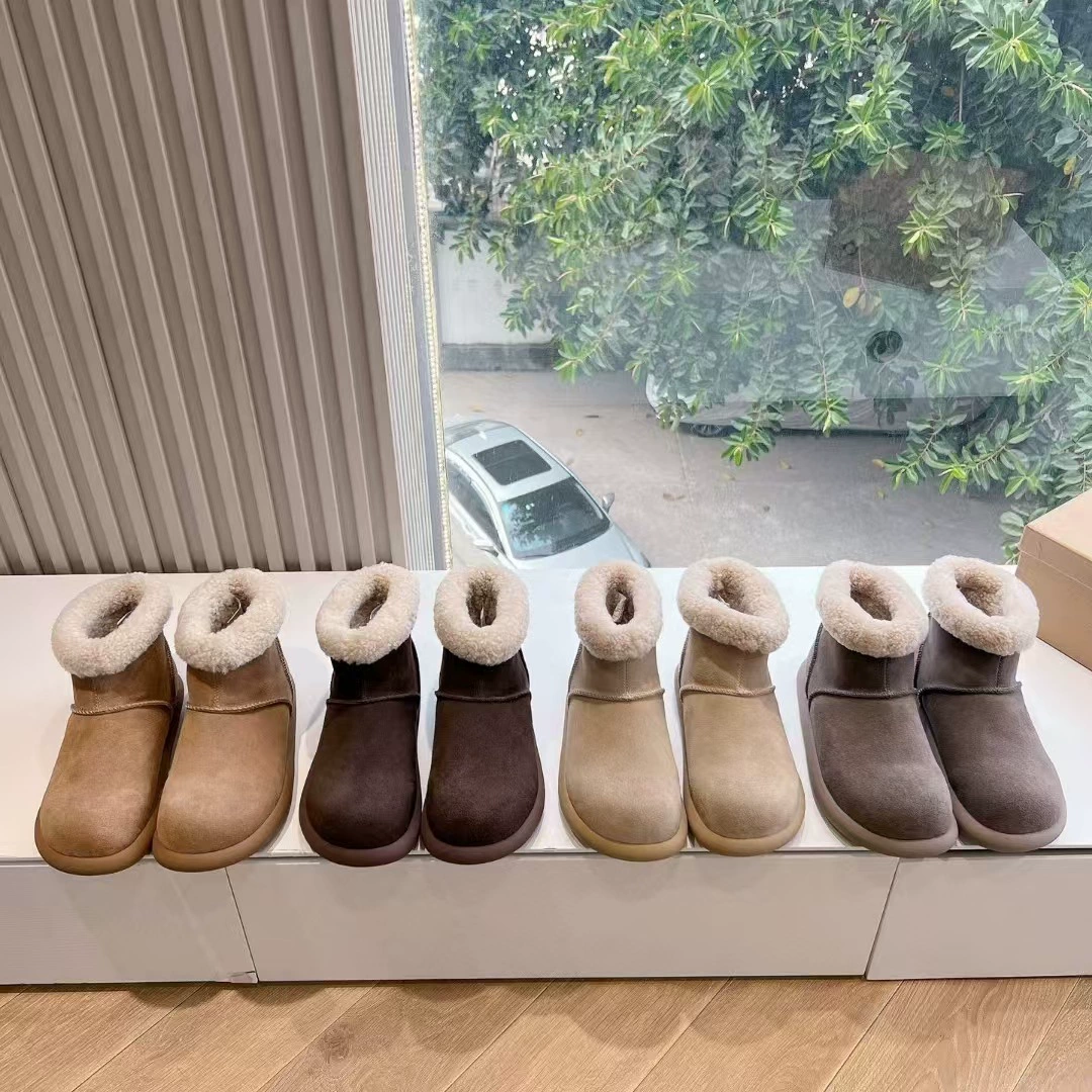 Высокая версия осенней и зимней новой опущенной овечьей шерсти снежные сапоги дикая манго голова удобная женщина плюс бархатные хлопковые сапоги