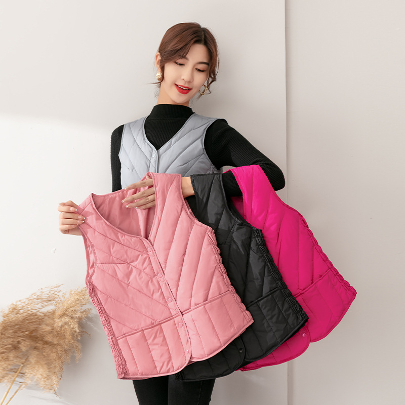 Autumn and winter new down vest short slim and light women's Down Vest Large Size middle-aged and elderly wear waistcoat