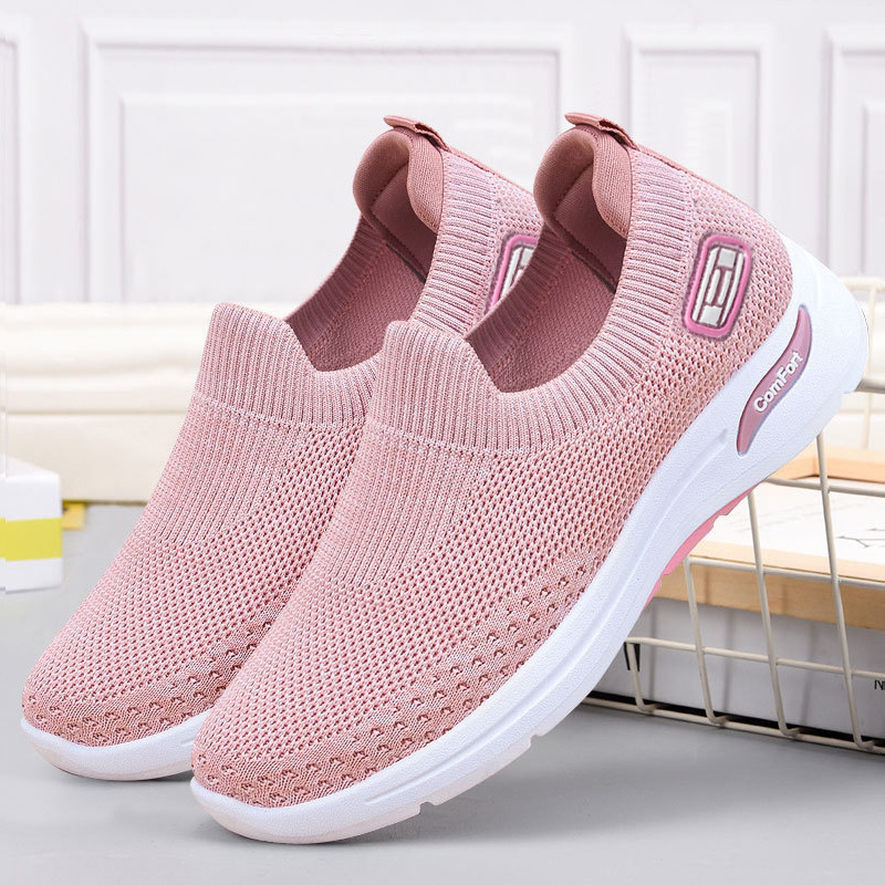 Women's Shoes Spring New Style Cloth Shoes Export Women's Shoes Casual Mom Shoes Fly-Knit Sock Shoes Soft-Soled Sneakers for Women