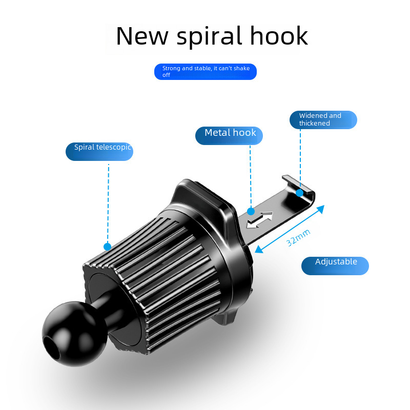 Cross-border new type bracket 17mm ball head screw metal hook reverse hook car navigation air vent mounting small hook head