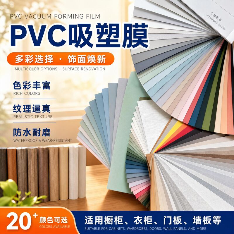 PVC vacuum film for furniture cabinet door panel decoration, available in multiple colors, waterproof and wear-resistant wood grain vacuum film PVC vacuum film for furniture cabinet door panel decoration, available in multiple colors, waterproof and wear-resistant wood grain vacuum film