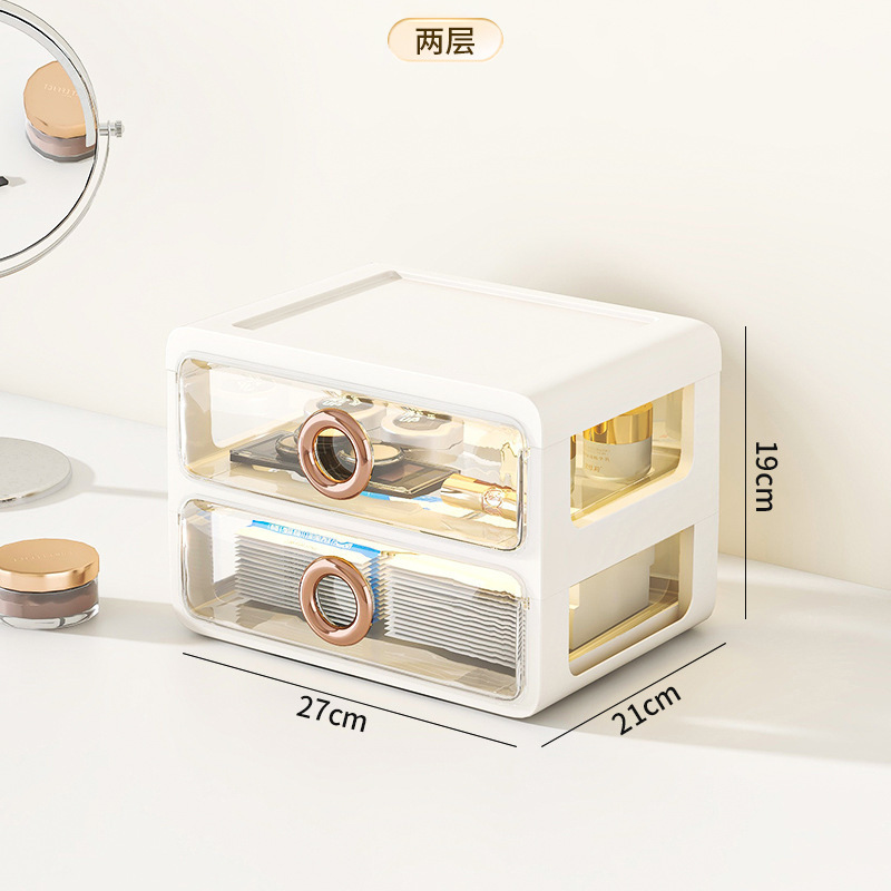 Caja de almacenamiento de cosméticos a prueba de polvo de escritorio transparente tocador de gran capacidad de cuidado de la piel de alto grado de almacenamiento rack de acrílico caja