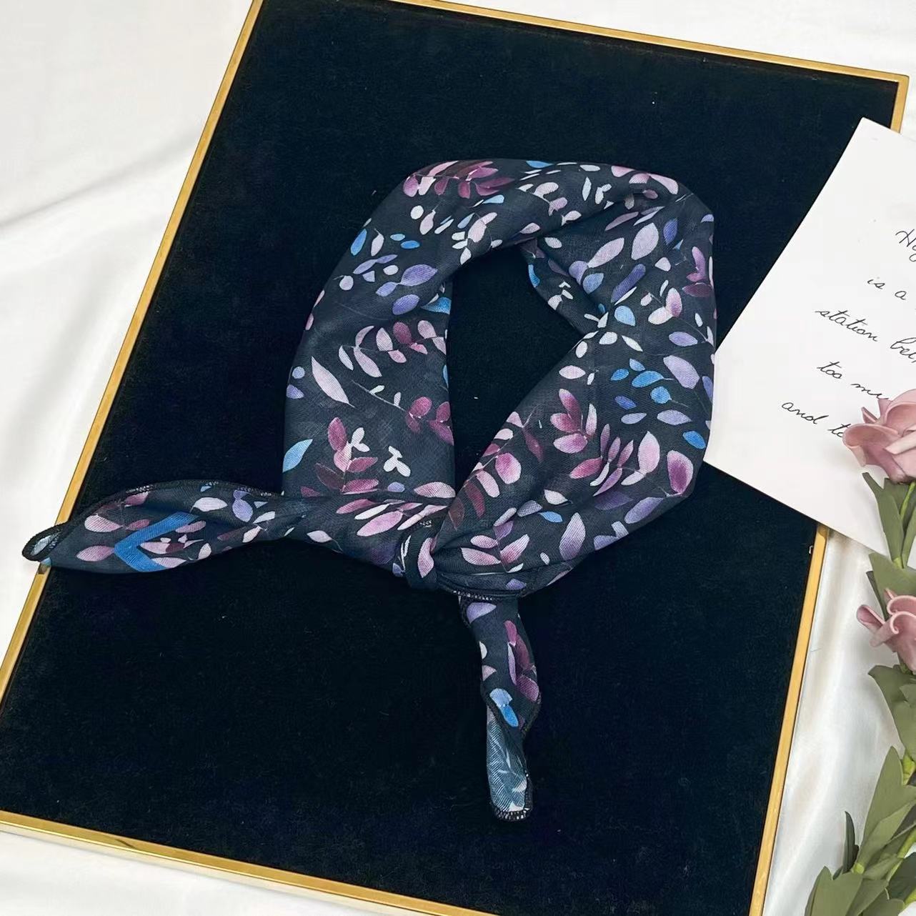 60g Weight Kerchief Classification Daily Occasion cotton and linen Material Flower Pattern Summer Season Women's Gender IG Style Style Women's IG Style Flower Cotton And Linen Kerchief 97