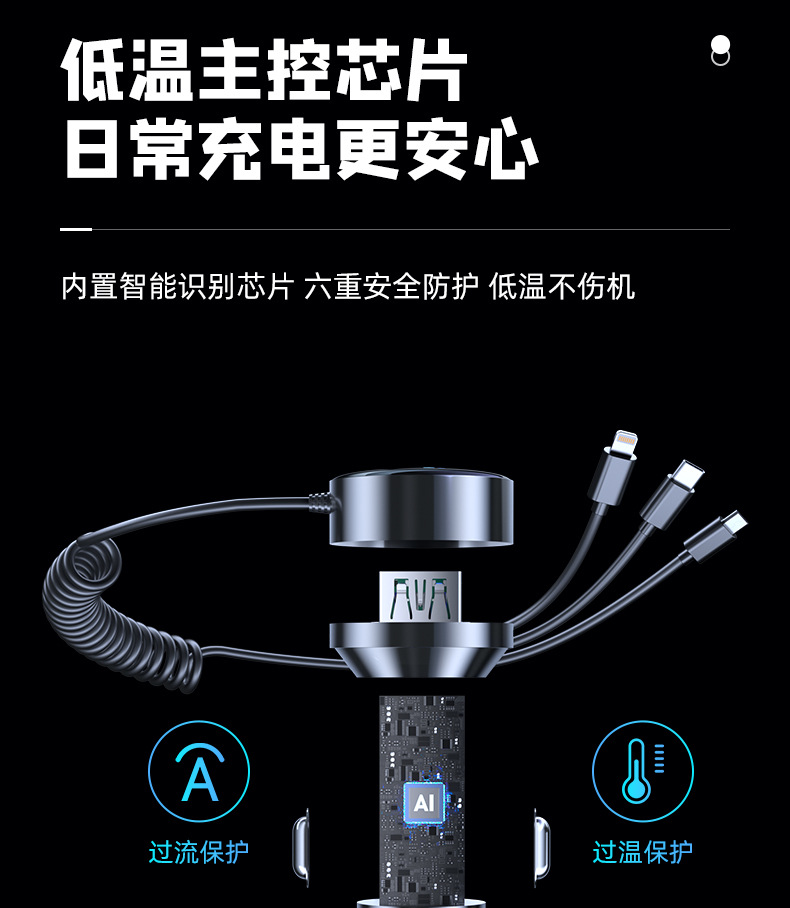 Car Charger 100W Super Fast Charging Car Cigarette Lighter Adapter Mobile Phone Car Charger with Three Ports