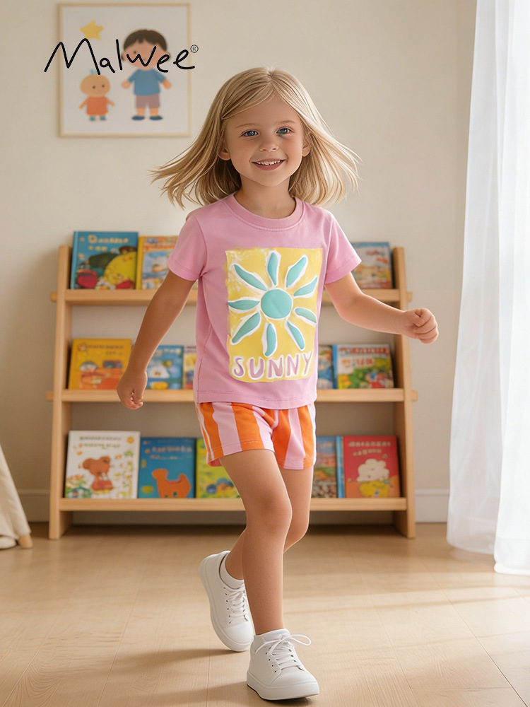 Trajes de niñas malwee transfronterizos de verano nuevos niñas lindas pijamas de niños europeos y estadounidenses ropa para el hogar