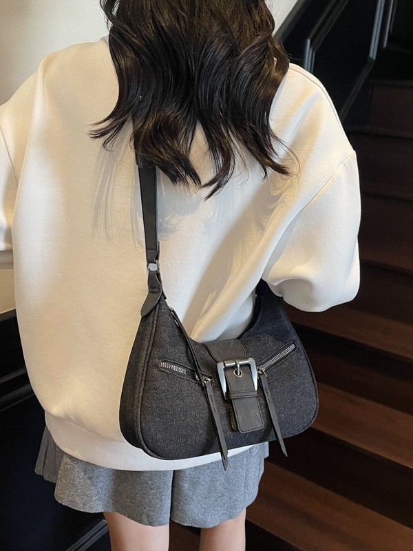 Bolsa de denim retro para mujeres 2025, otoño y invierno, nuevo estilo ocio, bolsas de brazo simples, bolsas de bolsillo de viajes de moda