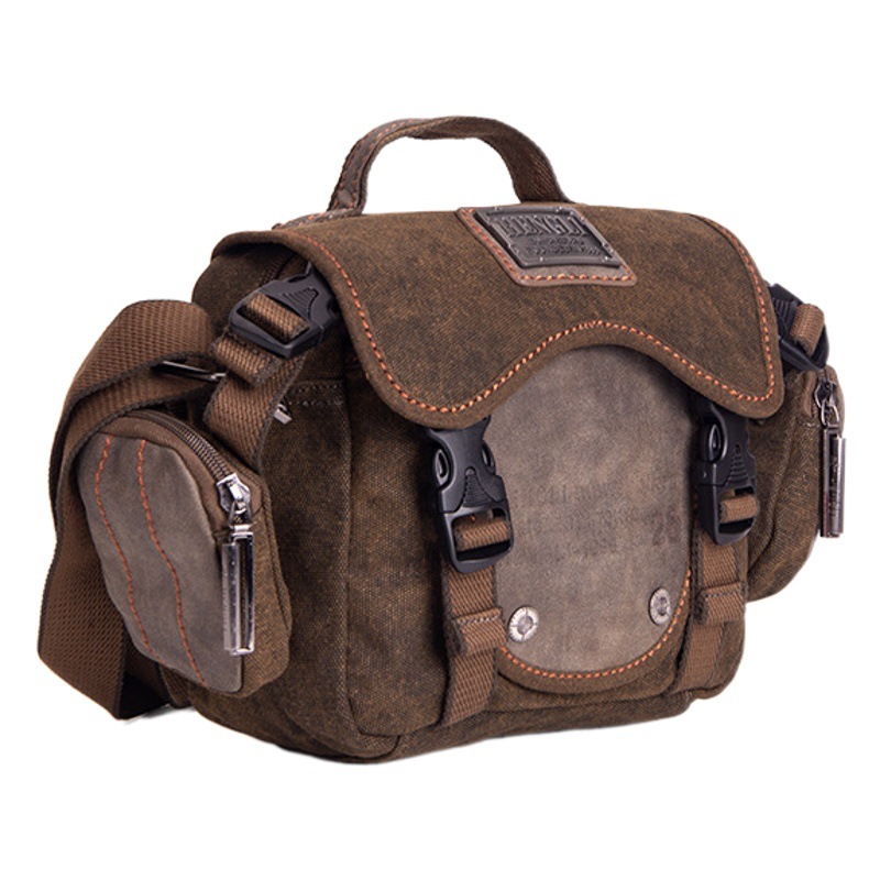 Gushi Lupu Canvas Shoulder Bag Commuter Crossbody Bag Men's Casual Handbag Vintage Canvas Satchel In Stock