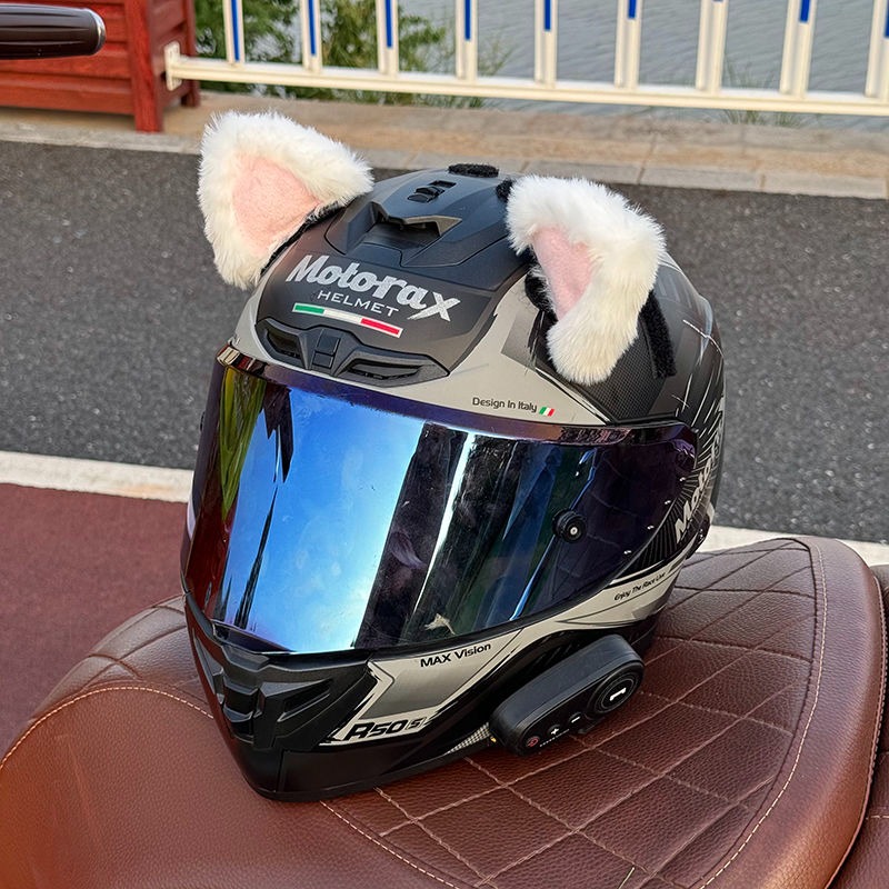 Trendy Motorcycle Full-Face Helmet Decoration Accessories Cat Ears Quick-Release Velcro Cute Cat Ears