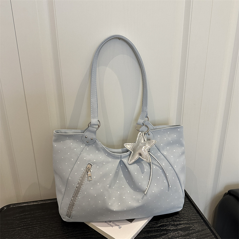 2026 New Polka Dot Tote Bag for Women, Korean Style Shoulder Bag, Large Capacity Commuter Underarm Bag, Fashionable and Versatile Handbag