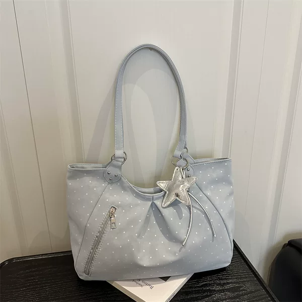 2026 New Polka Dot Tote Bag for Women, Korean Style Shoulder Bag, Large Capacity Commuter Underarm Bag, Fashionable and Versatile Handbag