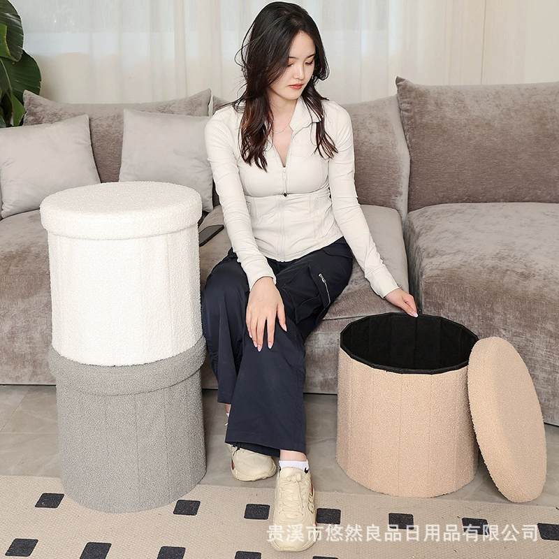 Тедди бархатный круглый стул складной табурет для хранения
